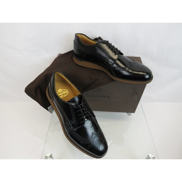 CHURCH\'S by PRADA ROSS EEG005 BLACK LEATHER WINGTIP BROGUE DERBY OXFORDS 7 US 8 main image 10